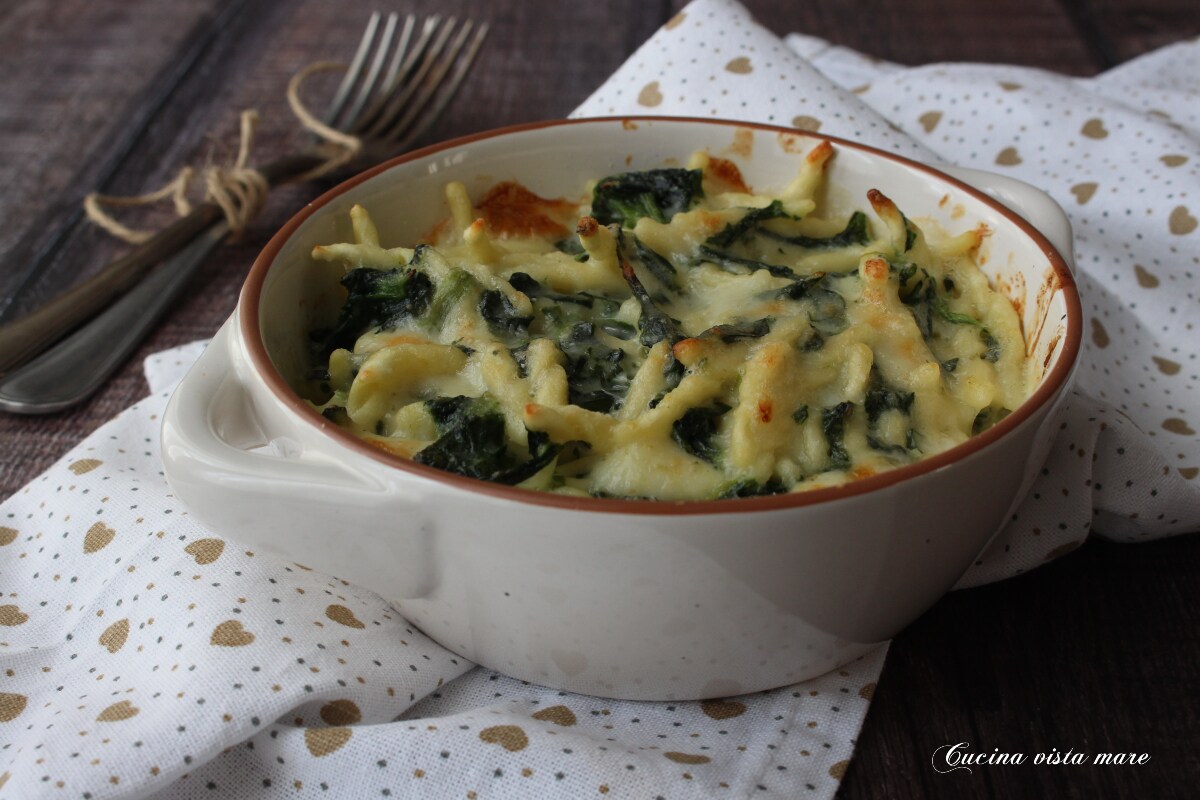 Trofie espinacas y asiago