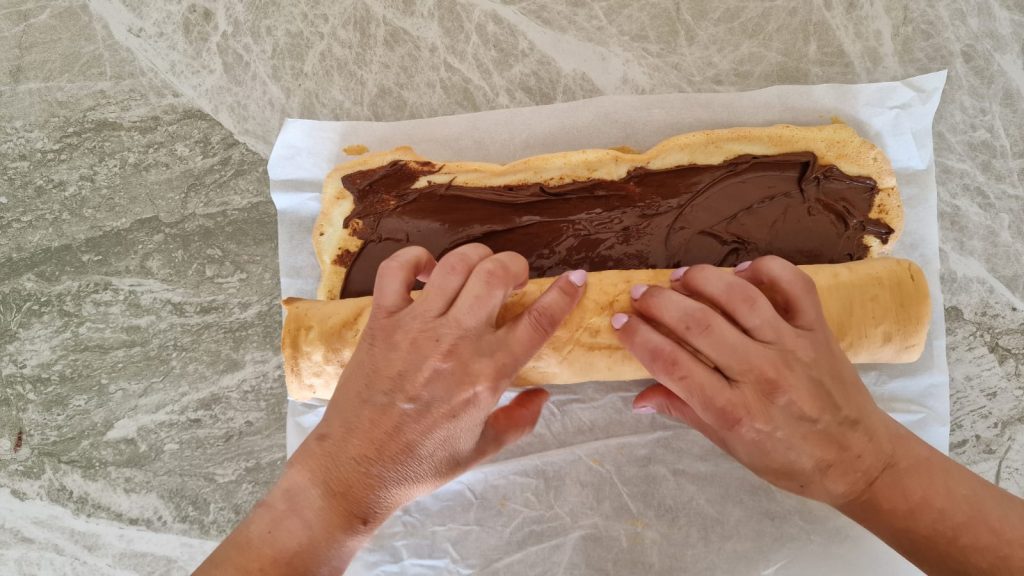 Brazo de gitano de Nutella solo con claras