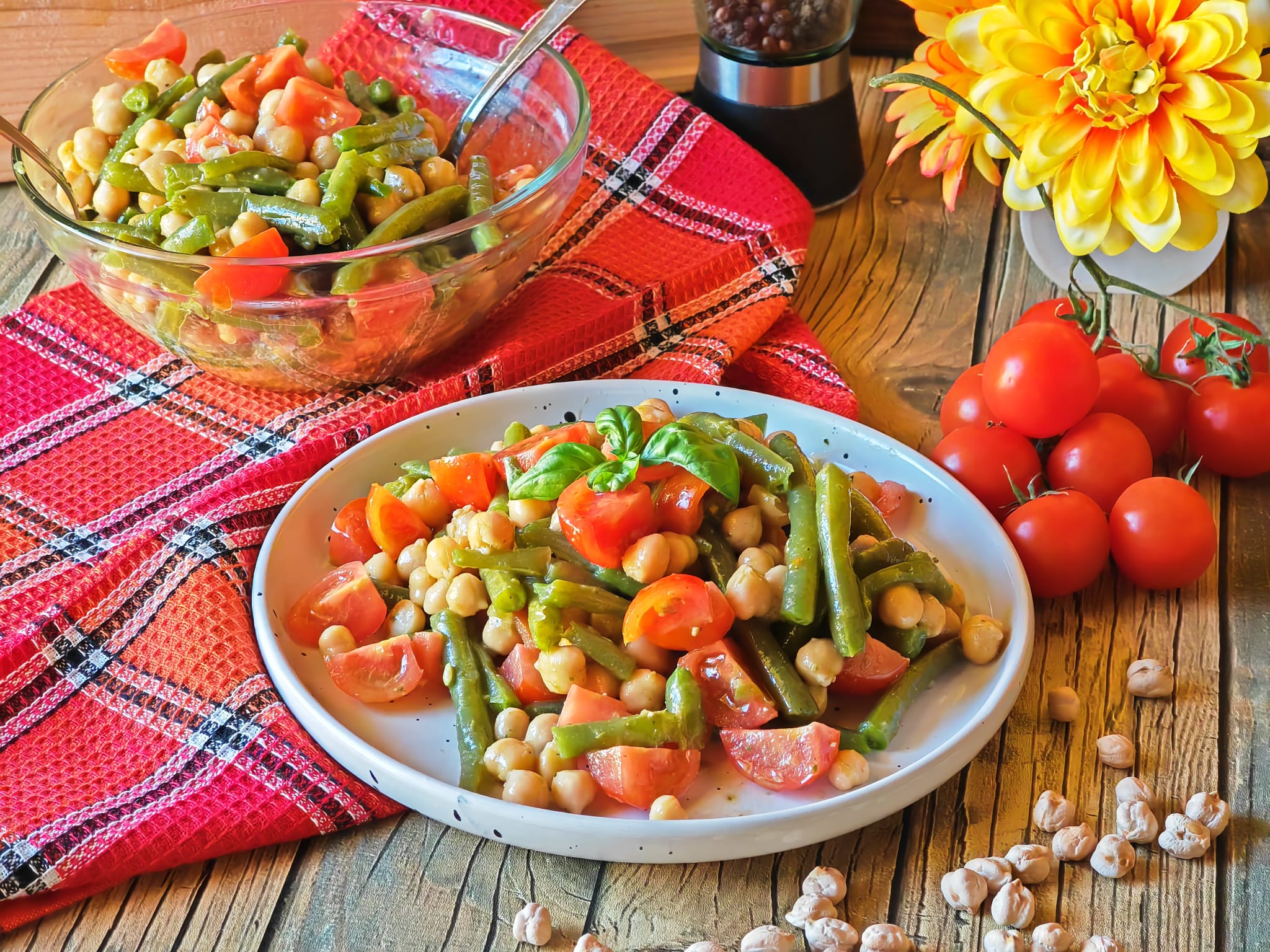 Ensalada de garbanzos y judías verdes
