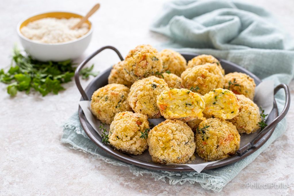albóndigas de arroz y verduras al horno