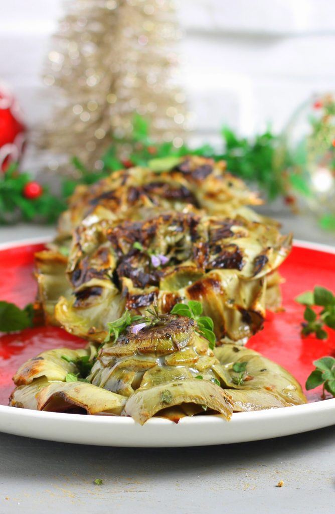 Alcachofas romanas a la parrilla en sartén