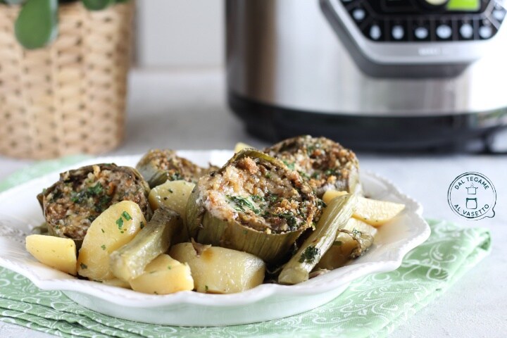Alcachofas rellenas con instant pot