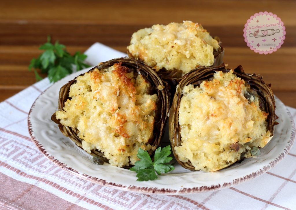 alcachofas rellenas gratinadas