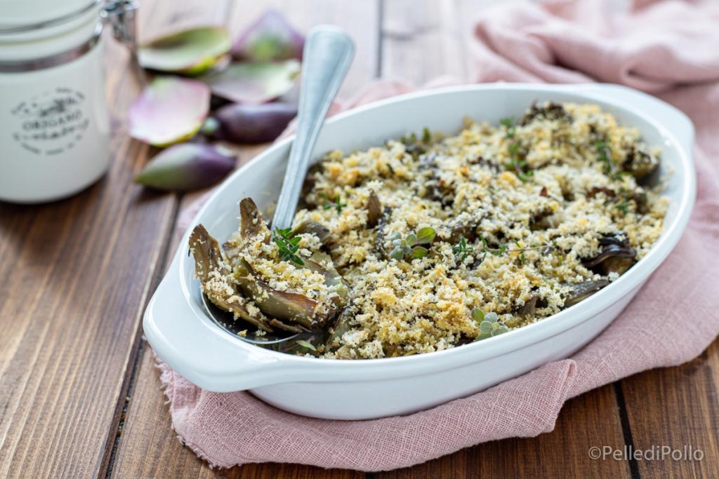 alcachofas gratinadas con hierbas