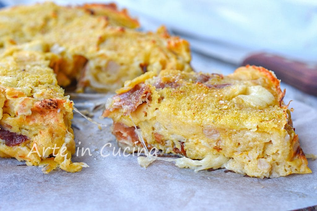 Tarta aplastada de coliflor y speck