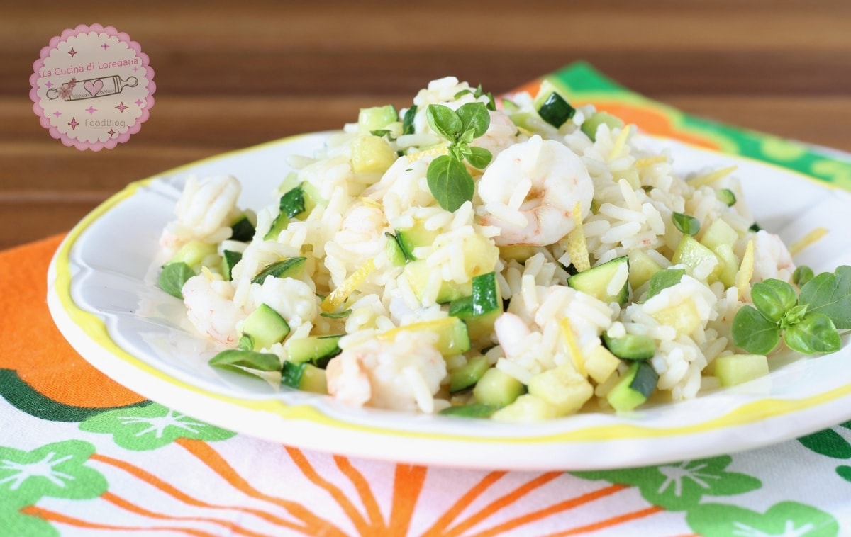 ARROZ FRÍO CON GAMBAS Y CALABACÍN el primer plato del verano