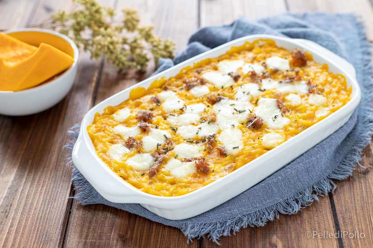 Arroz al horno con calabaza y salchicha