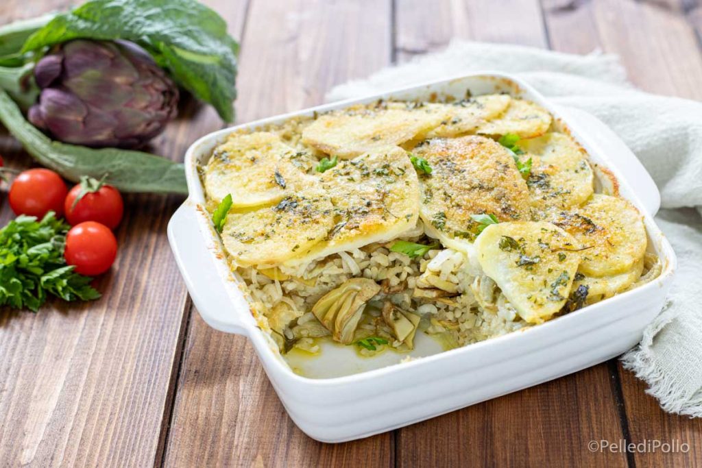 arroz patatas y alcachofas