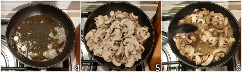 b. cocinar los champiñones salteados en sartén con mantequilla