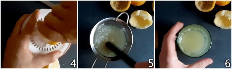 b. exprimir el jugo de los limones para el pudín siciliano