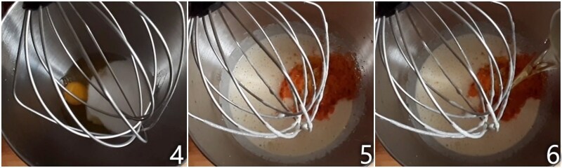 b. monta los huevos y añade las zanahorias ralladas