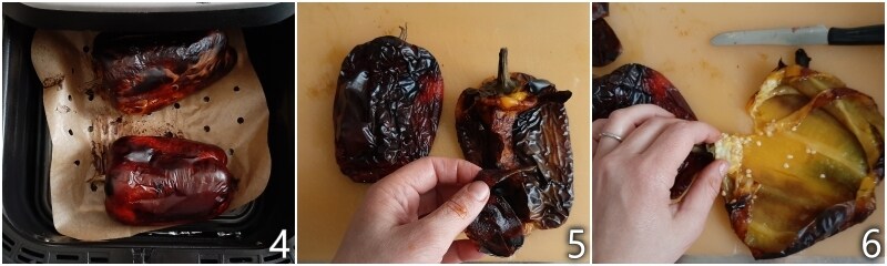 b. pelar los pimientos asados fácilmente