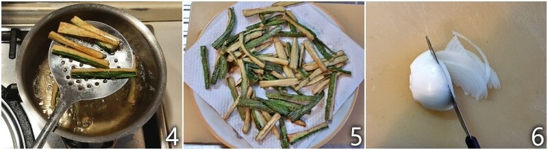 b. rebanar finamente la cebolla para el escabeche