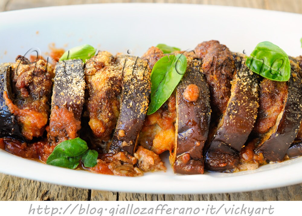 BERENJENAS en Acordeón rellenas de carne picada