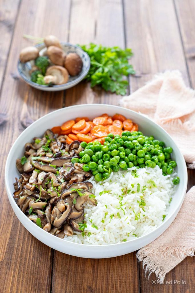 arroz con setas y verduras