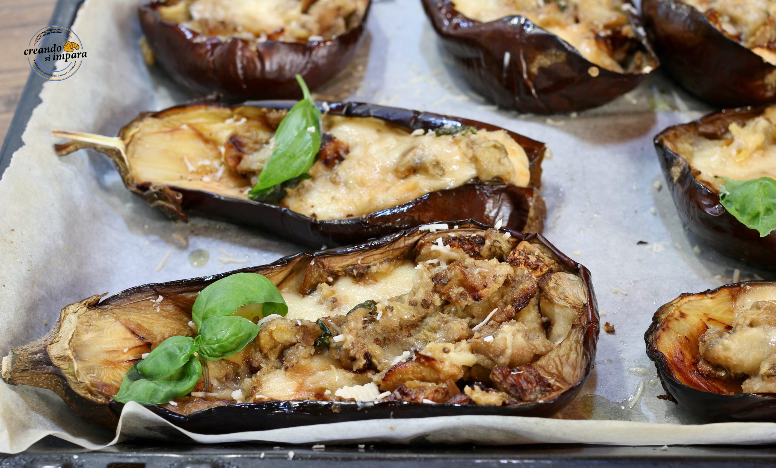 Berenjenas al horno con queso fundido