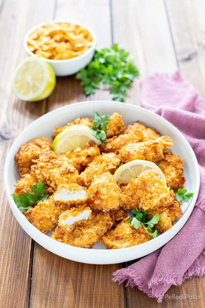pechuga de pollo empanada con corn flakes