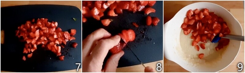 c. añadir las fresas a la masa de la tarta de coco