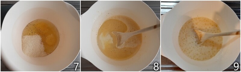 c. batir los huevos con el parmesano