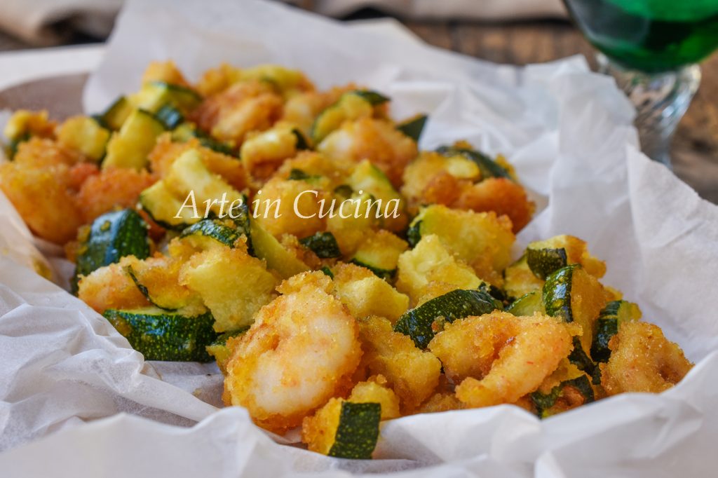 Calabacines y gambas gratinados en sartén receta fácil y rápida