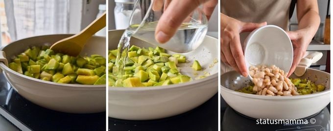 calabacines trompeta con alubias cocción y procedimiento