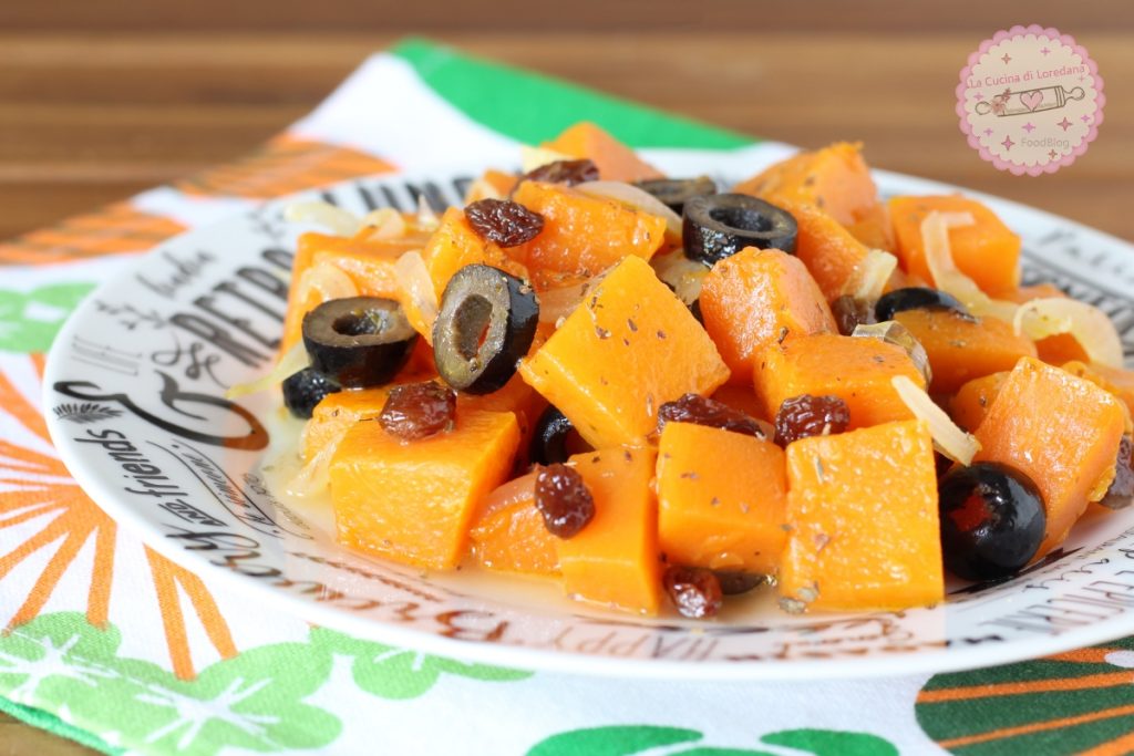 calabaza agridulce en sartén