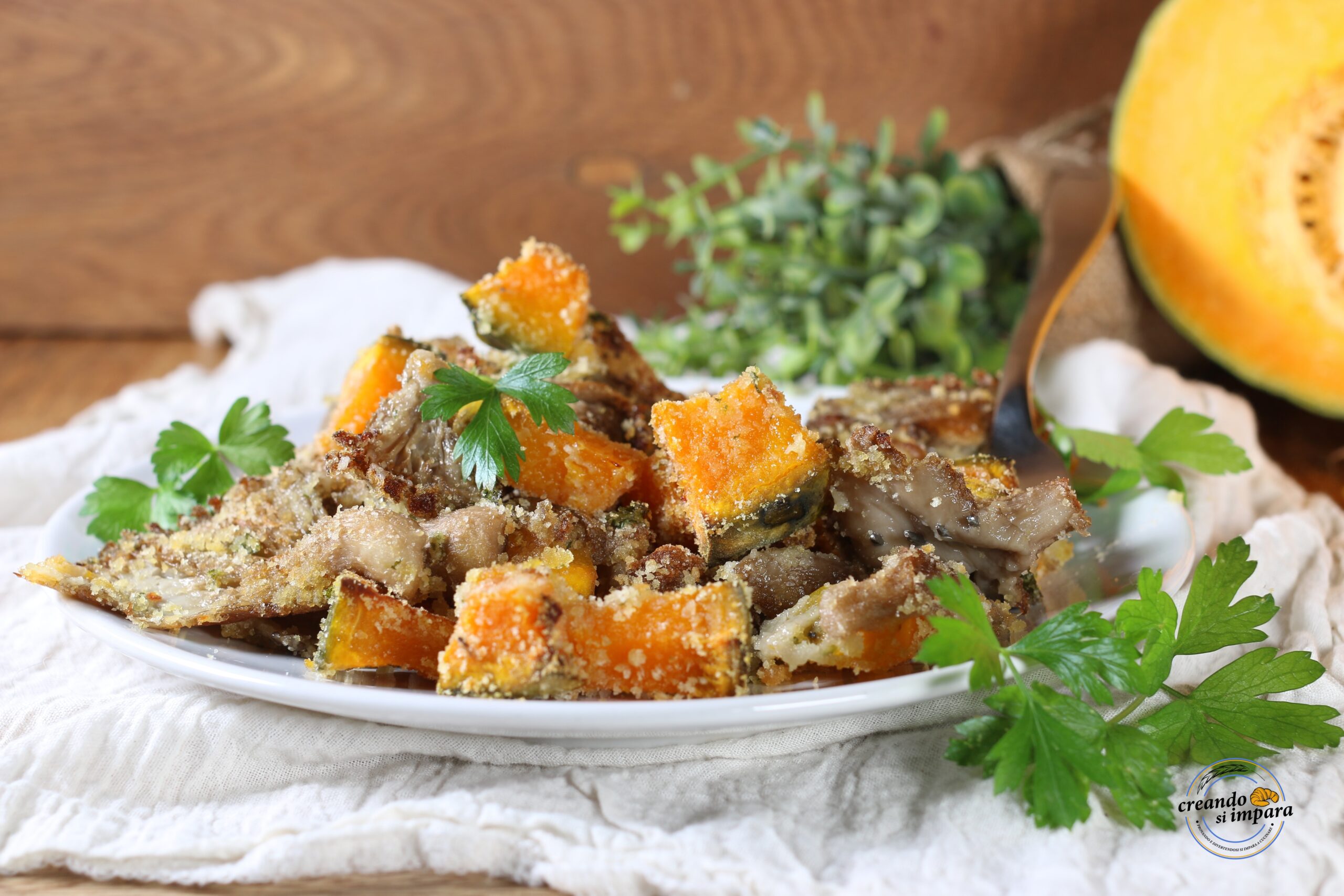 Calabaza y setas arenosas