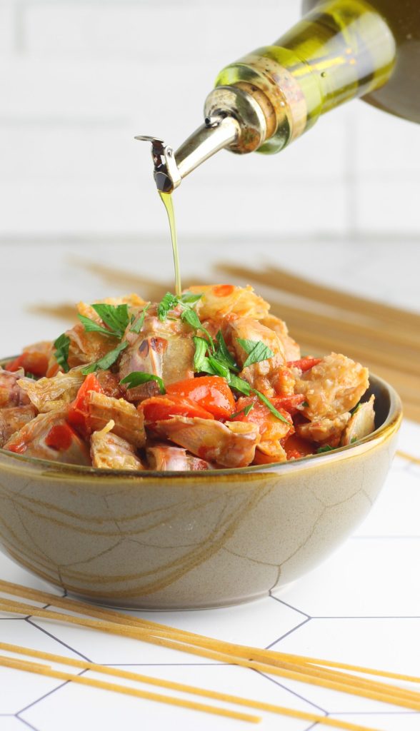 Salsa para pasta con galeras o canocias