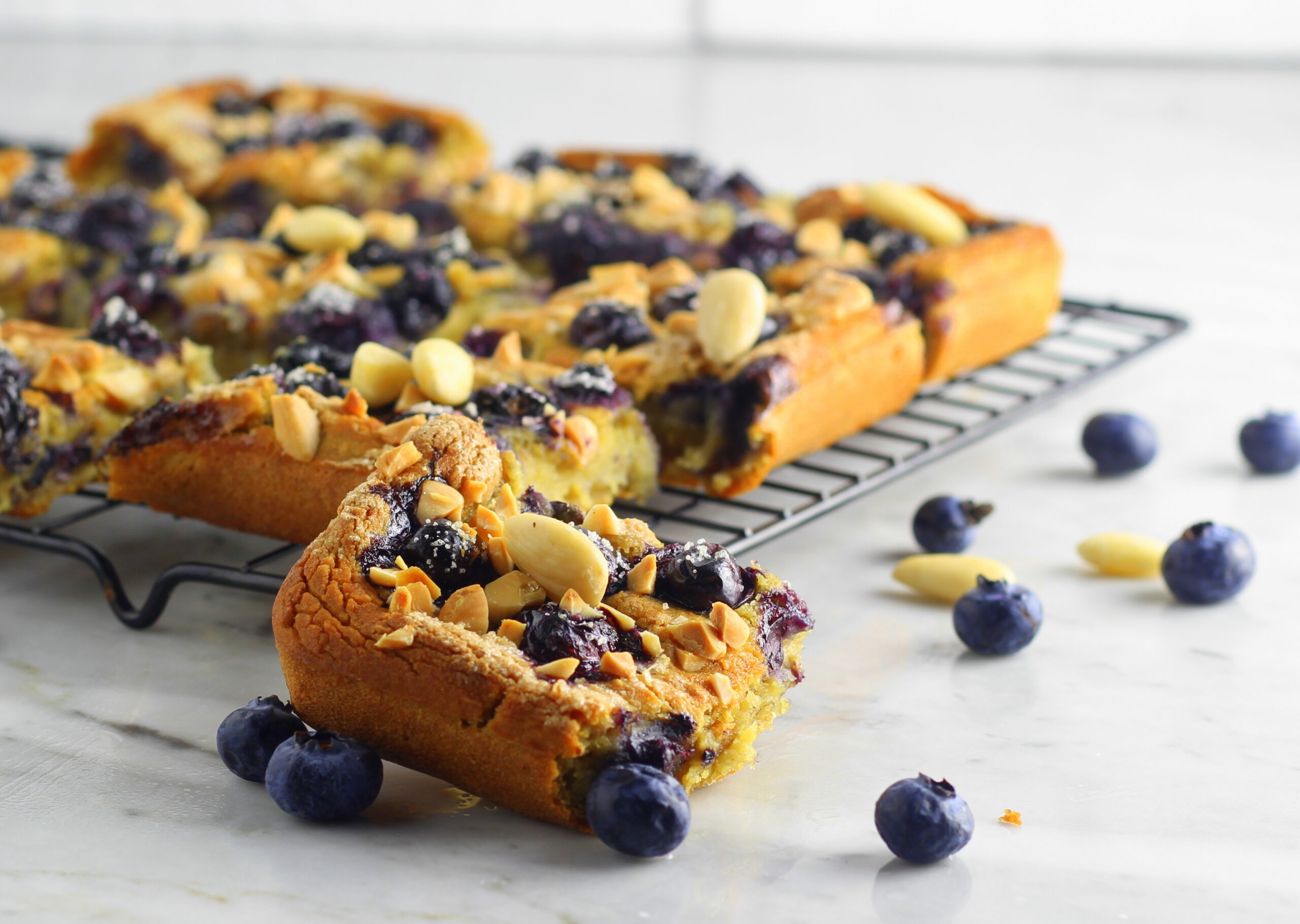 Pastel de alubias cannellini y arándanos