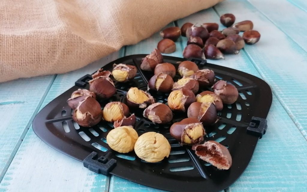 castañas cocinadas en freidora de aire