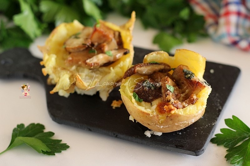 Cestas de patatas y setas