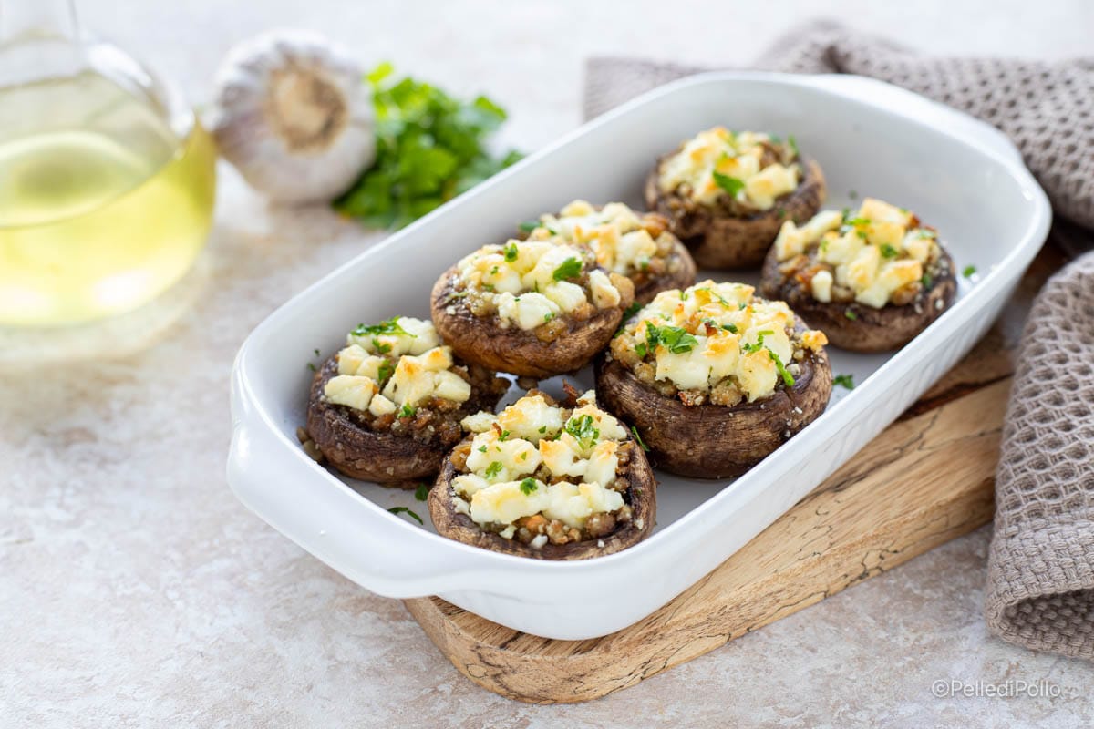 Champiñones rellenos con feta