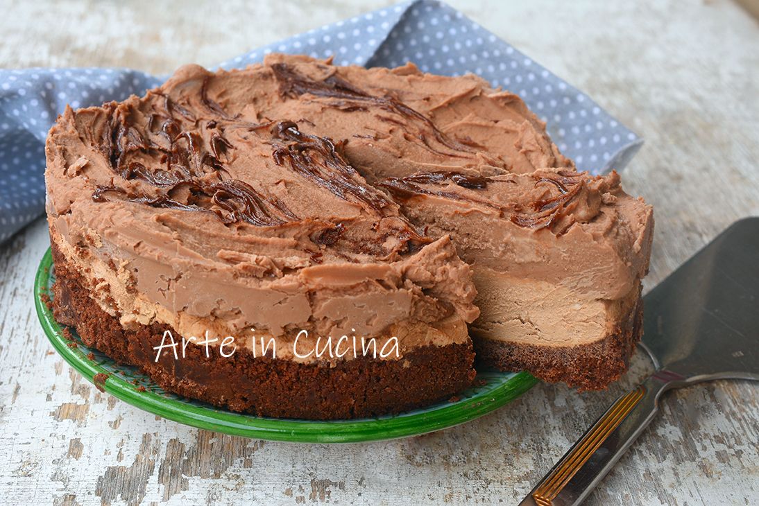 Cheesecake de nutella y chocolate dulce frío