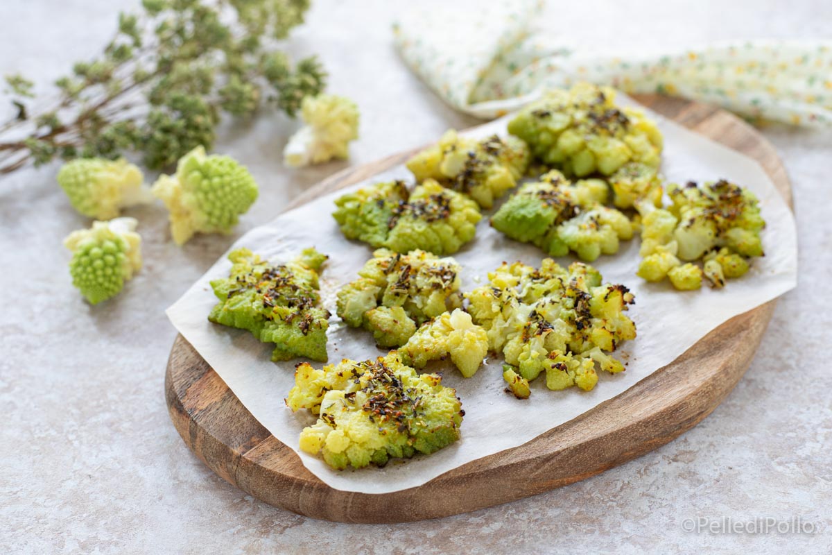 Col romanesco aplastado al horno