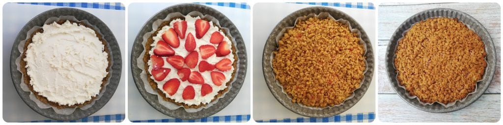 TARTA DESMIGAJADA de ricotta y fresas