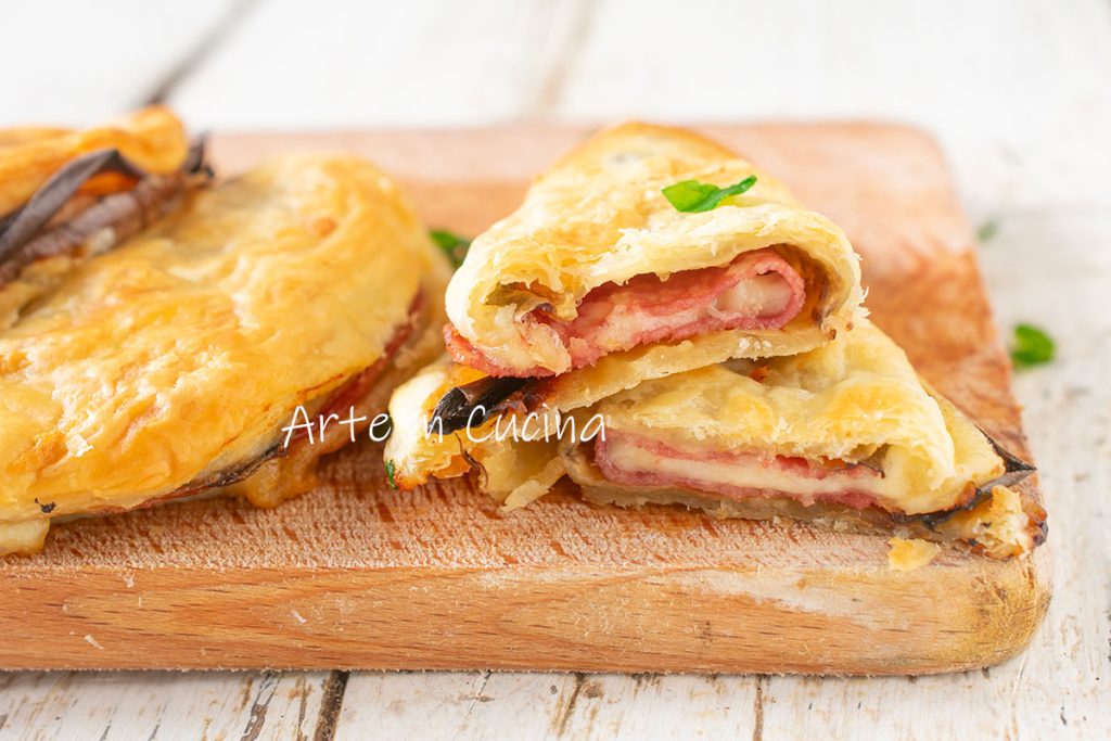 CONCHAS de HOJALDRE con berenjenas