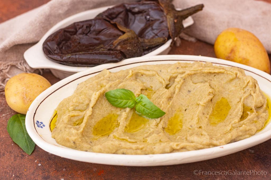 Crema de berenjena y patatas para bruschettas
