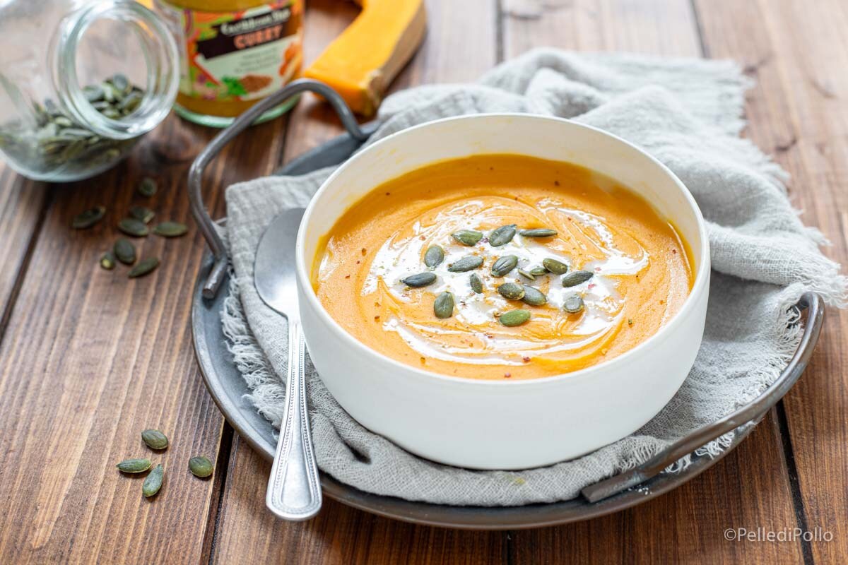 Crema de calabaza con leche de coco