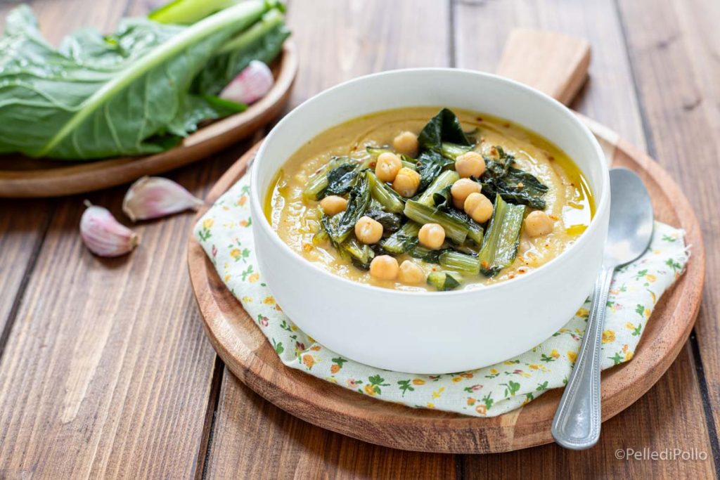 crema de garbanzos con achicoria