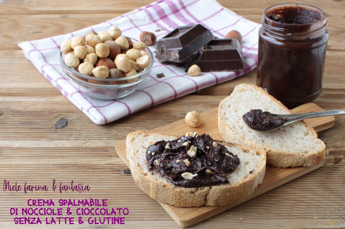 Crema para untar de avellanas y chocolate sin leche ni huevos