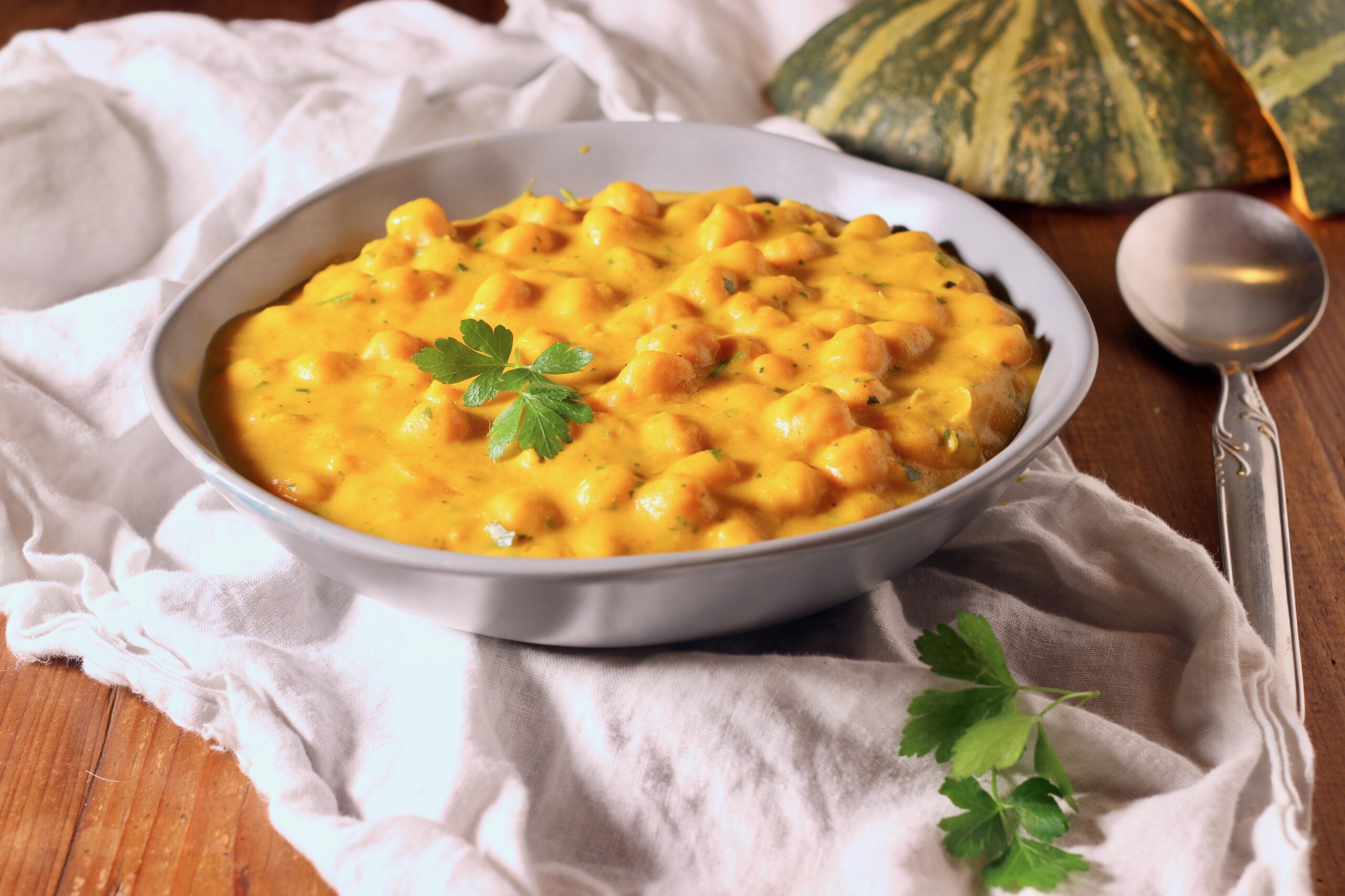 Curry de garbanzos con calabaza