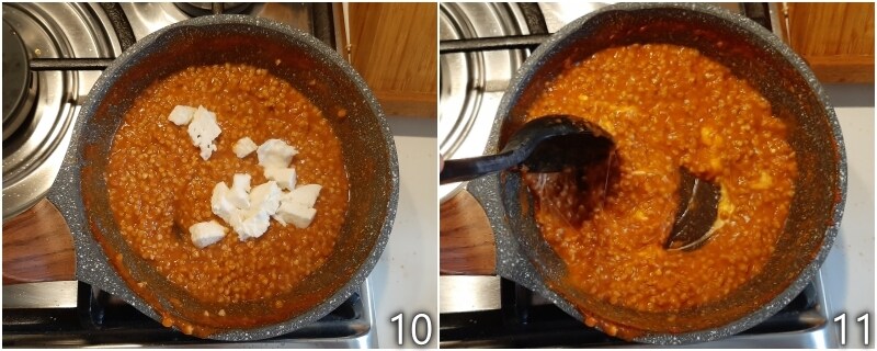 d. añadir la mozzarella y derretirla