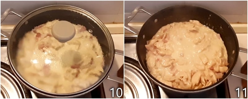 d. cocinar el guiso de pollo a la mostaza y espesar la salsa