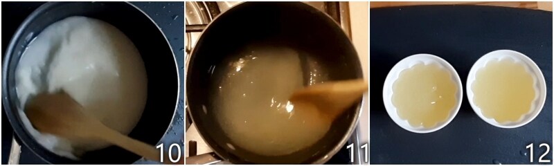 d. cocinar la gelatina de limón hasta que espese