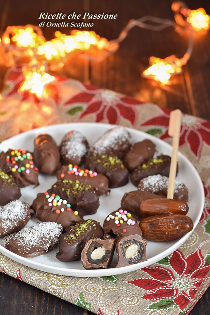 dátiles rellenos cubiertos de chocolate