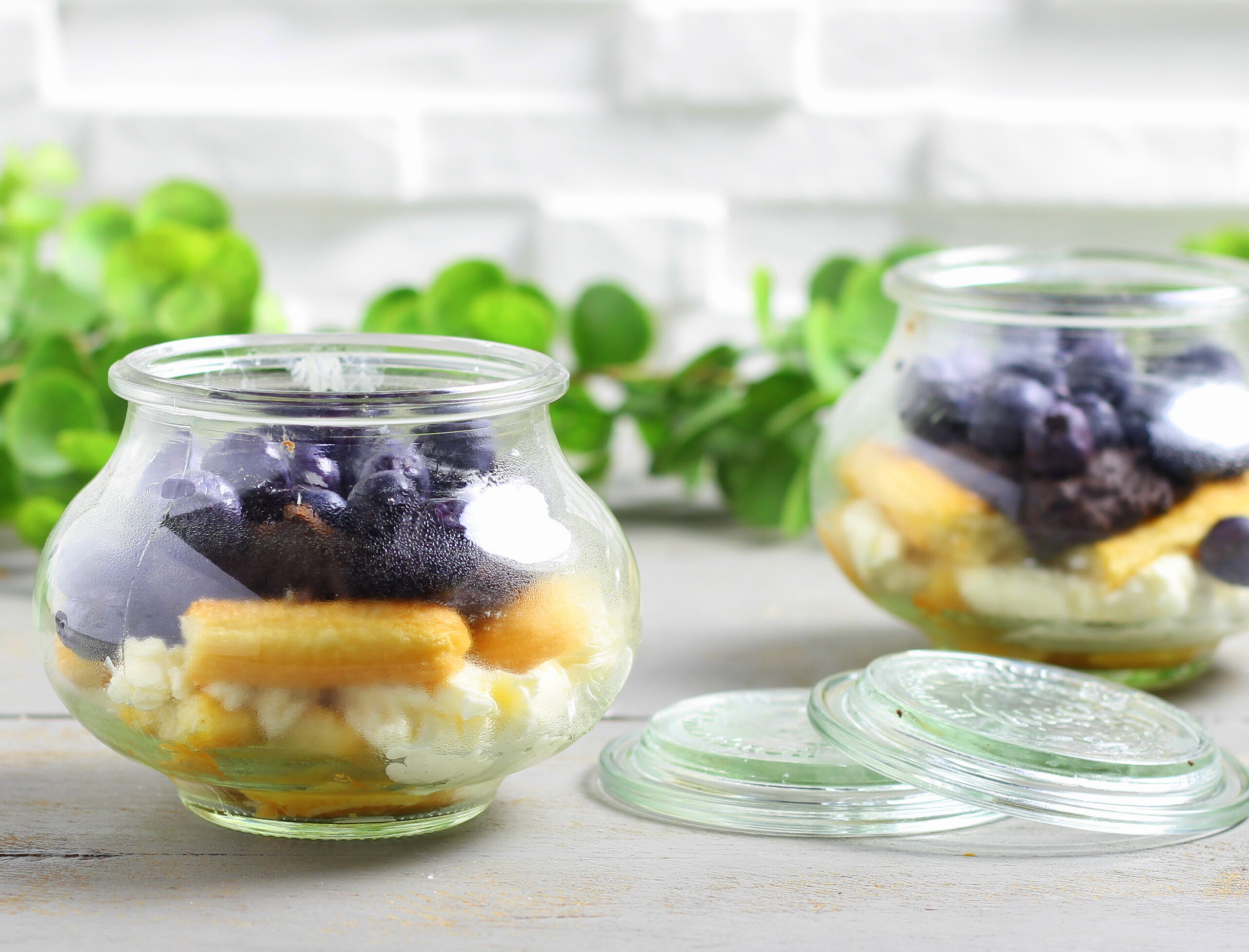 Postre con bizcochos y arándanos