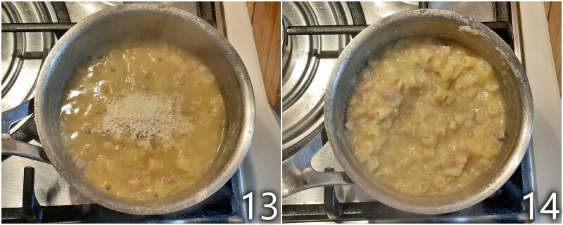 e. mantecar pasta, patatas y col con parmesano