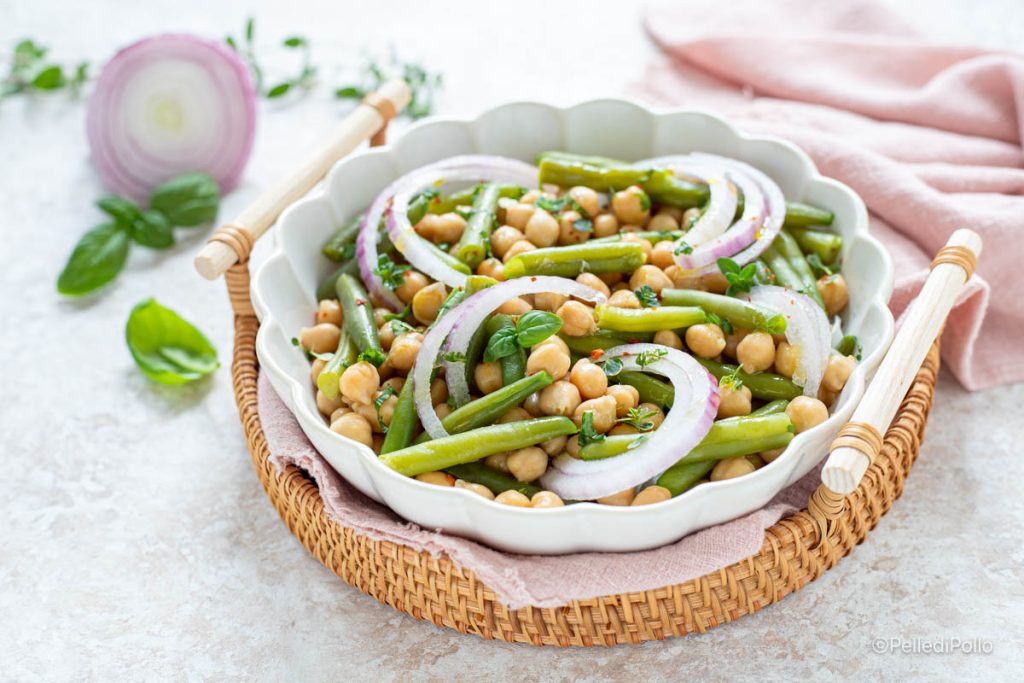 ensalada de judías verdes y garbanzos