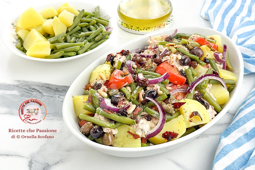 receta ensalada de patatas y judías verdes deliciosa con atún