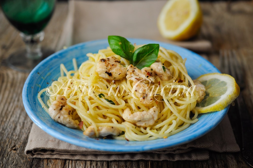 Espaguetis con pollo al limón receta rápida vickyart arte en cocina